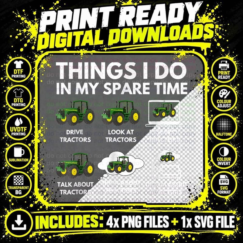 Things I Do in My Spare Time Farmer Farming Gift Png SVG Digital Bundle
