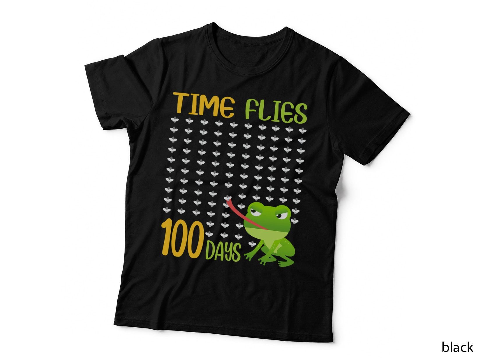 Time Flies 100 Days School Frog Fly 100th Day Teacher Gift T-Shirt