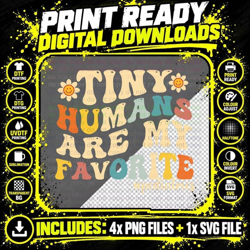 Tiny Humans Are My Favorite Pediatric Nurse T-Shirt Png SVG Digital Bundle