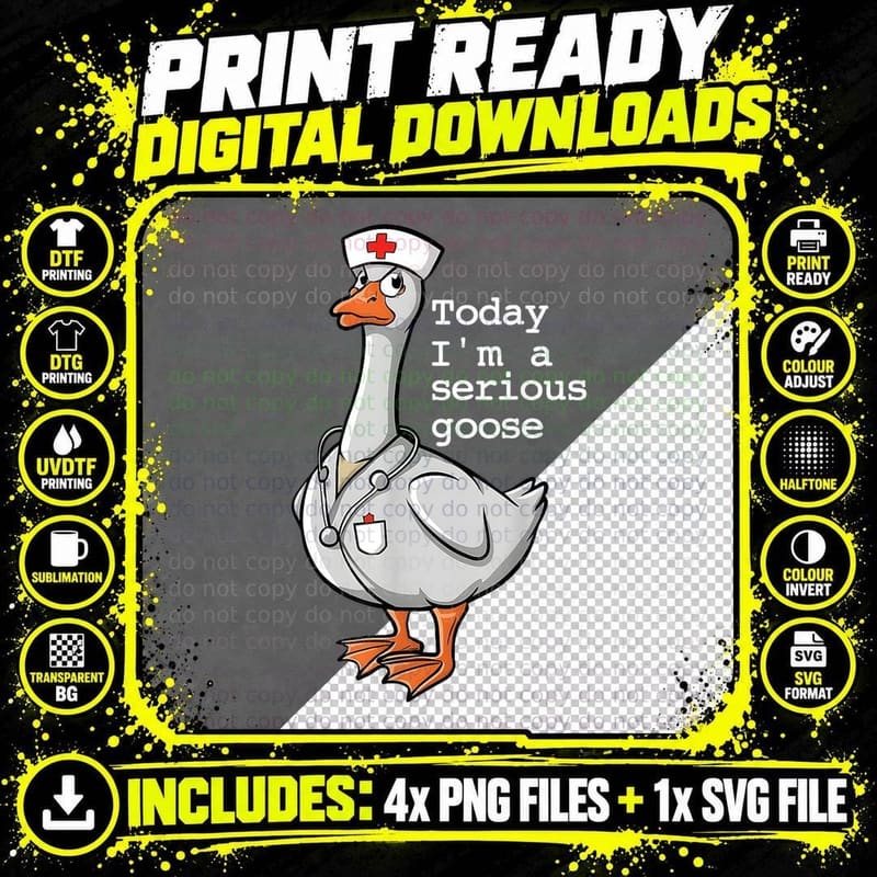 Today I'm a Serious Goose Nurse Doctor Medical Png SVG Digital Bundle