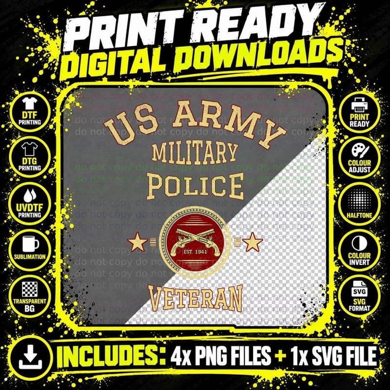 US Army Military Police Veteran Police Officer Png SVG Digital Bundle