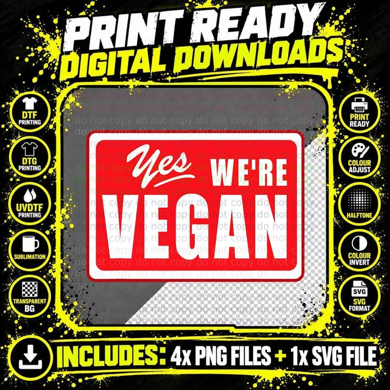 Vegan Sign Graphic Plant Based Meatless Healthy Chef Png SVG Digital Bundle