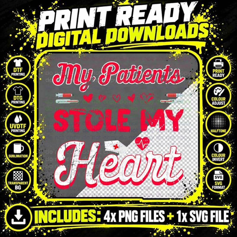 Vintage My Patients Stole My Heart - Nurse Meme T-Shirt Png SVG Digital Bundle