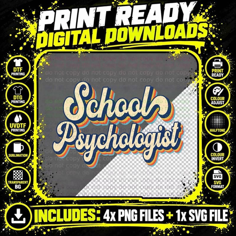 Vintage School Psychologist Psychology Teacher School Png SVG Digital Bundle