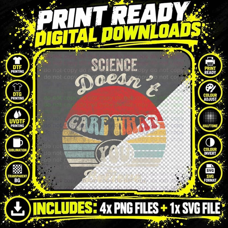 Vintage Science Doesn't Care What You Believe Teacher Png SVG Digital Bundle