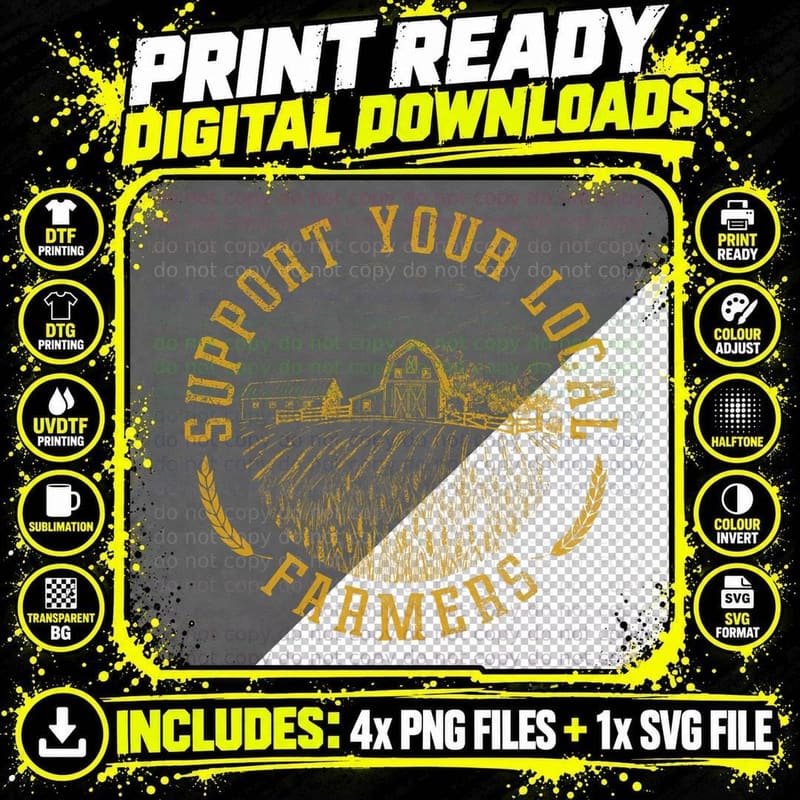 Vintage Support Your Local Farmers Farming Farm Farmer Png SVG Digital Bundle