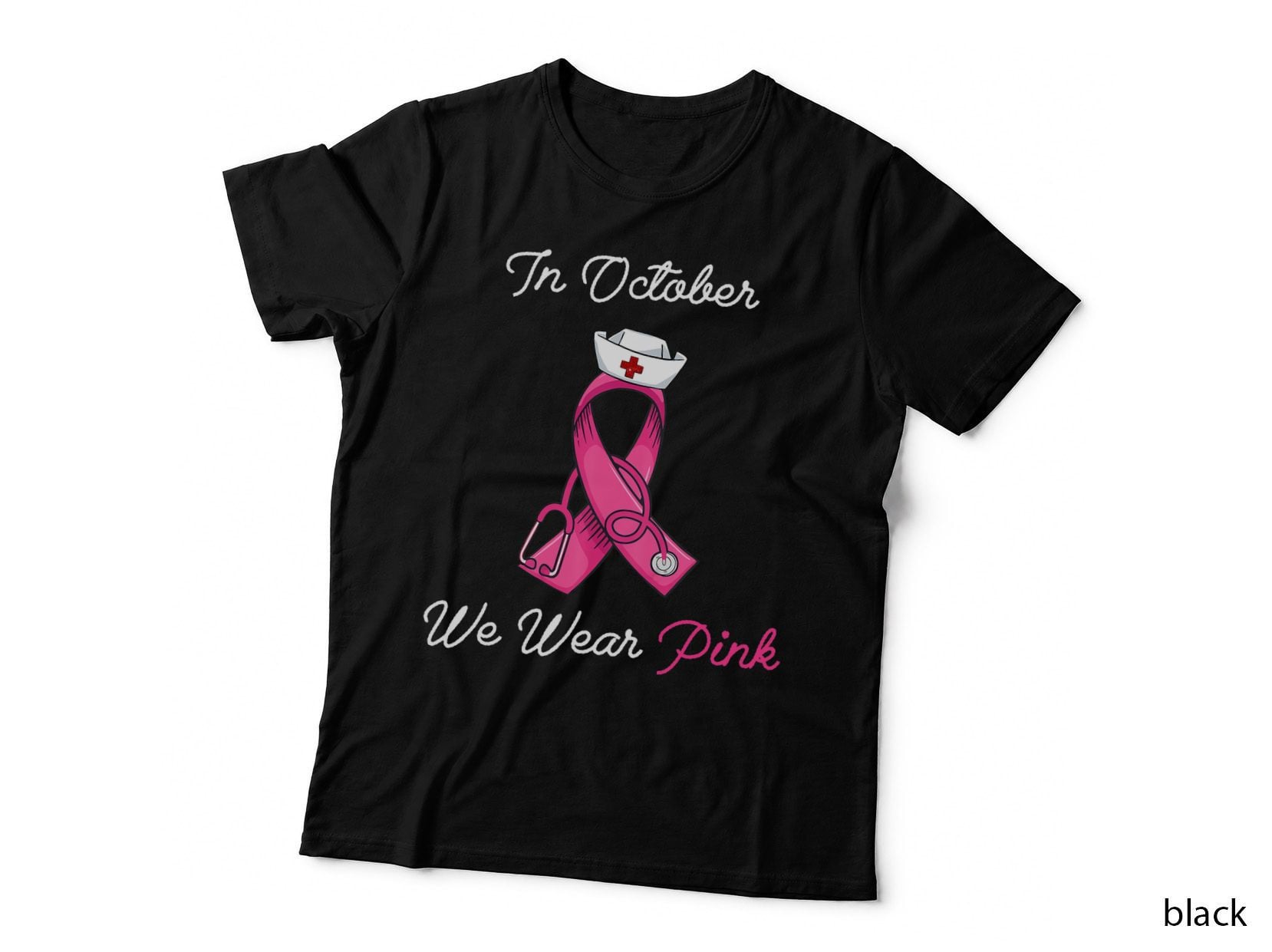 We Wear Pink Cute Stethoscope Breast Cancer Nurse T-Shirt