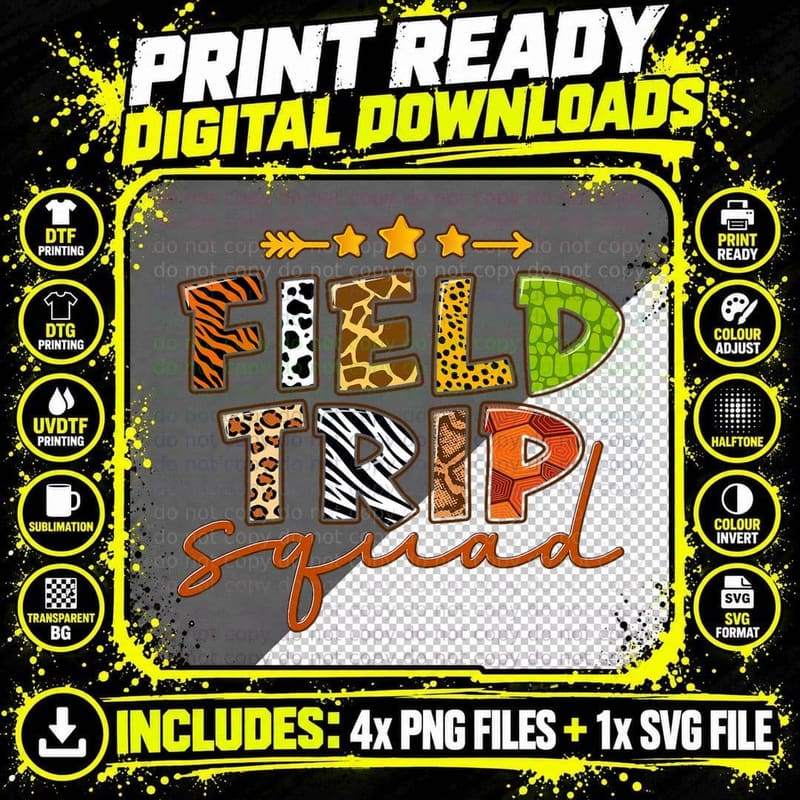 Zoo Field Trip Squad Matching Students Teacher Boys Png SVG Digital Bundle