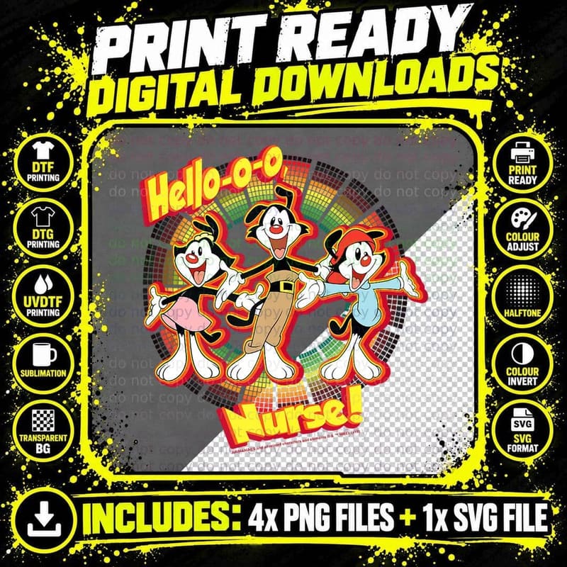 Animaniacs Group Shot Hello-O-O Nurse Png SVG Digital Bundle