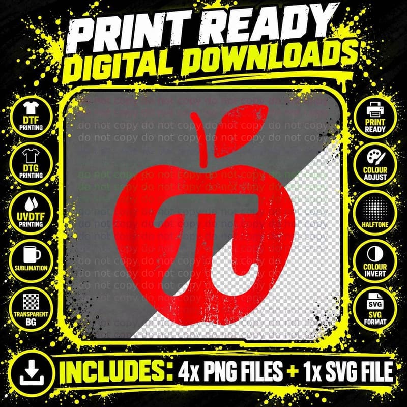 Apple Pi Day Shirt, Funny Math Nerd Pie Teacher 3.14 Png SVG Digital Bundle