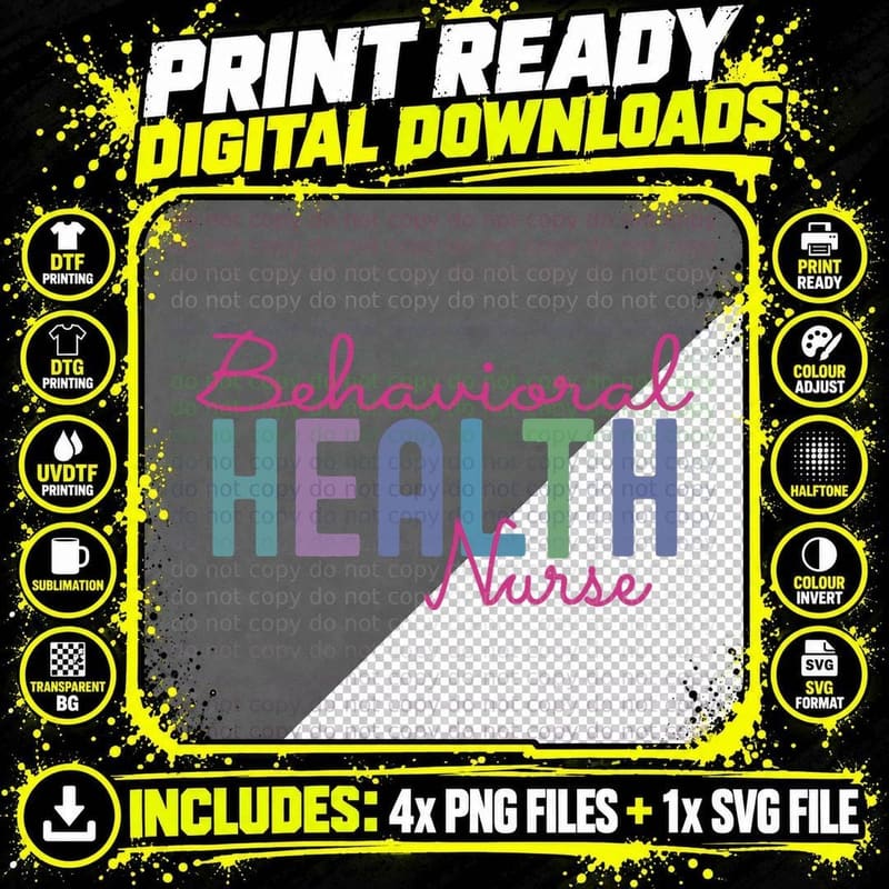 Behavioral Health Nurse Psychiatric Nurse Practitioner Png SVG Digital Bundle