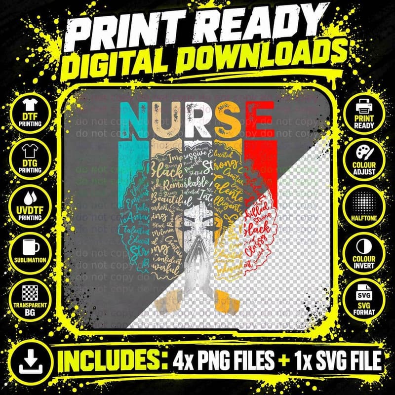 Black History Month Nurse Melanin African American Women Png SVG Digital Bundle