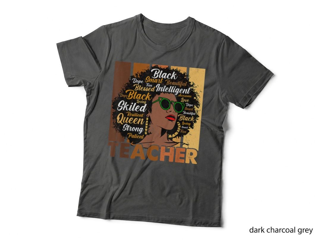 Black Woman Teacher Afro Melanin Cool Black History Month T-Shirt