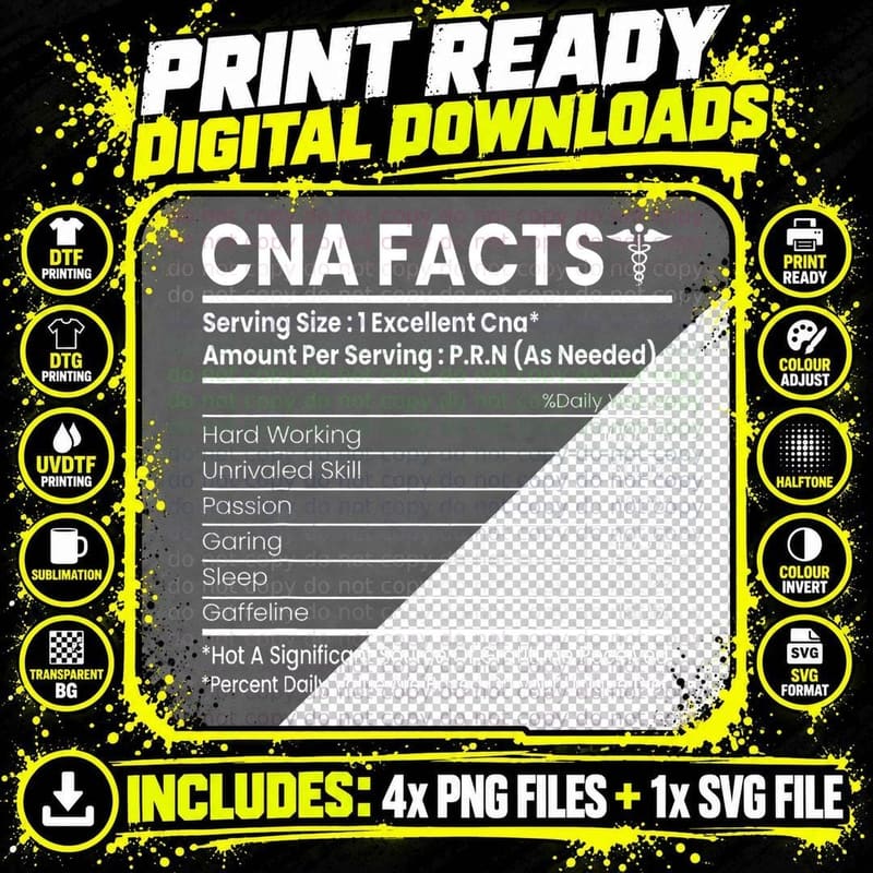 CNA Facts - Funny Certified Nurse Assistant CNA T-Shirt Png SVG Digital Bundle