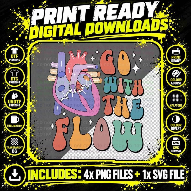 CVICU Cardiac Nurse Anatomy Cardiology Human Heart Flow Png SVG Digital Bundle