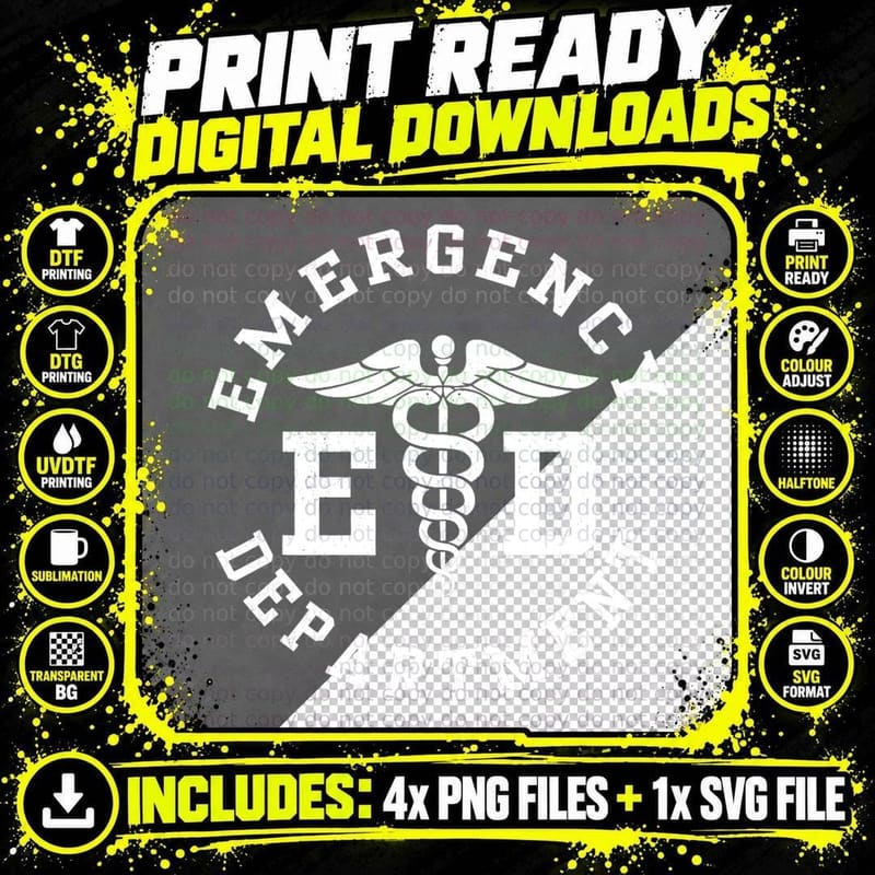 Care Giver RN Emergency Nurse Graduation ED Techs Png SVG Digital Bundle