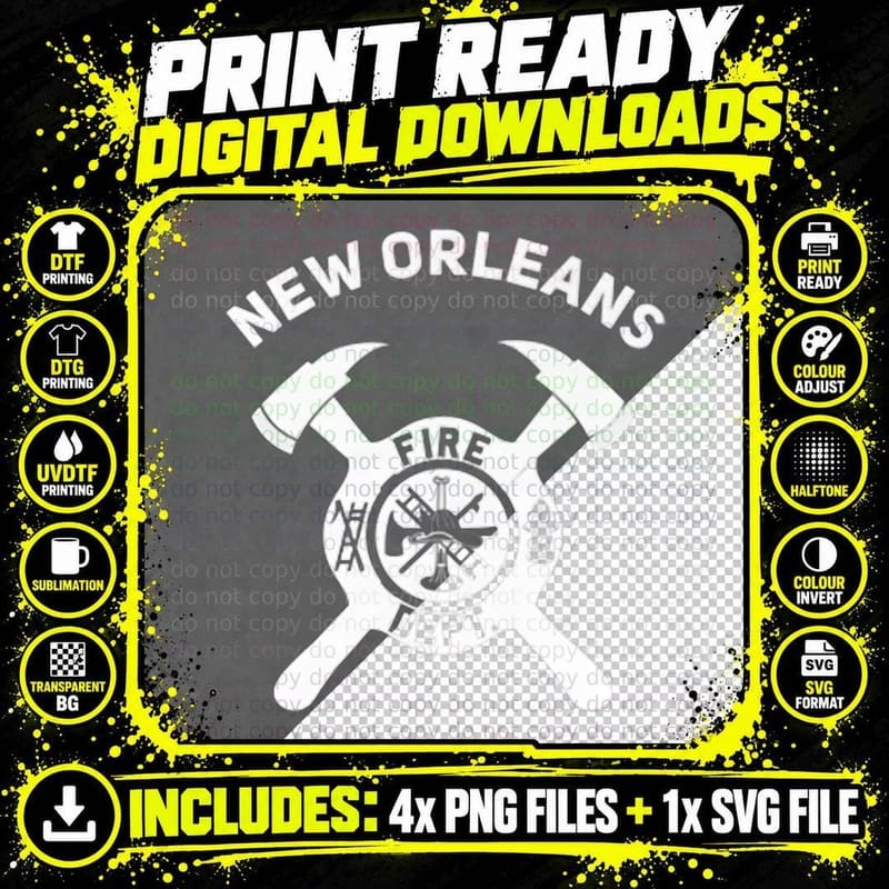 City of New Orleans Fire Department Louisiana Png SVG Digital Bundle