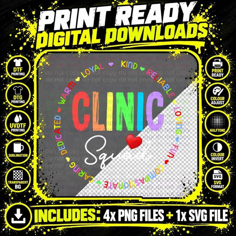Clinic Squad for School Nurse Appreciation Week Back Png SVG Digital Bundle