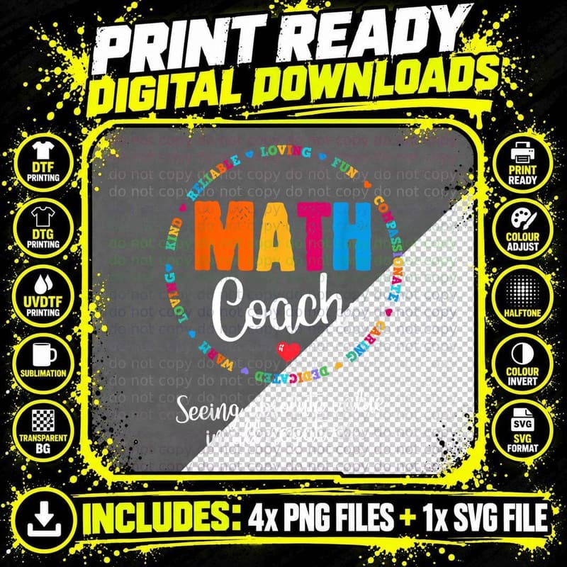 Cute Math Coach Teacher Design Mathematical Nerd School Png SVG Digital Bundle