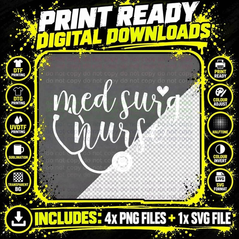 Cute Med Surg Nurse Design - Medical Surgical Nurse RN Png SVG Digital Bundle