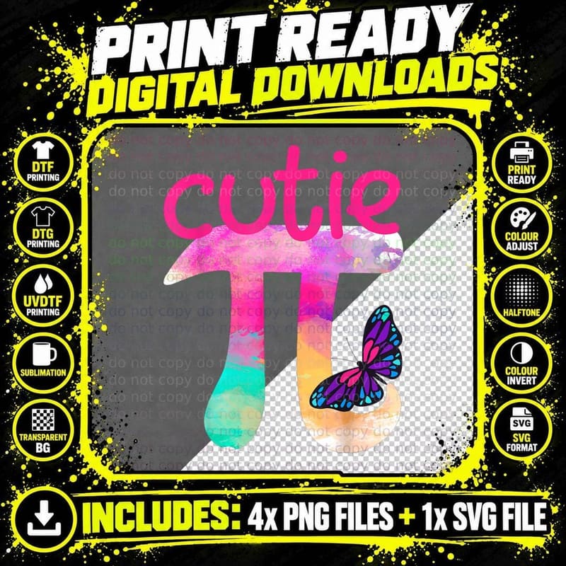 Cutie Pi Pi Day Women Kids Men Toddler Math Teacher Png SVG Digital Bundle
