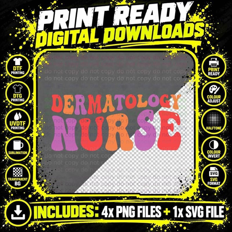 Dermatology Nurse Groovy Dermatology Nursing T-Shirt Png SVG Digital Bundle