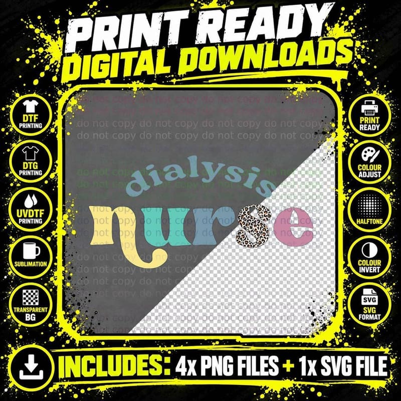 Dialysis Nurse RN Nephrology Registered Groovy Kidney RN Png SVG Digital Bundle