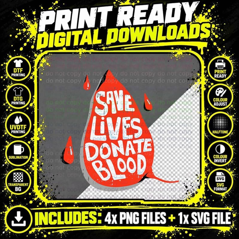 Donate Life Blood Nurse Medical Lab Cool Med Gifts Png SVG Digital Bundle