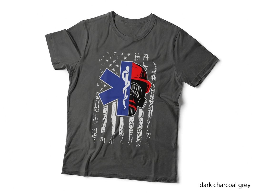EMT Firefighter Paramedic Firefighter Gift EMS Back Print T-Shirt