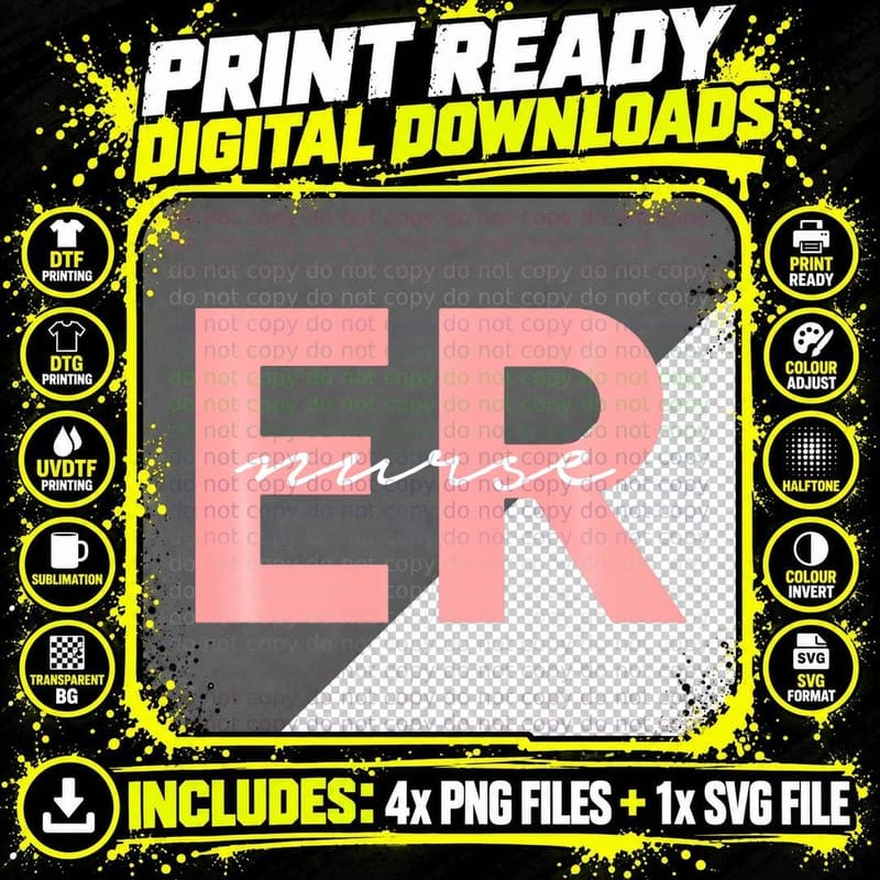 ER Nurse Emergency Room Registered Nurse Png SVG Digital Bundle