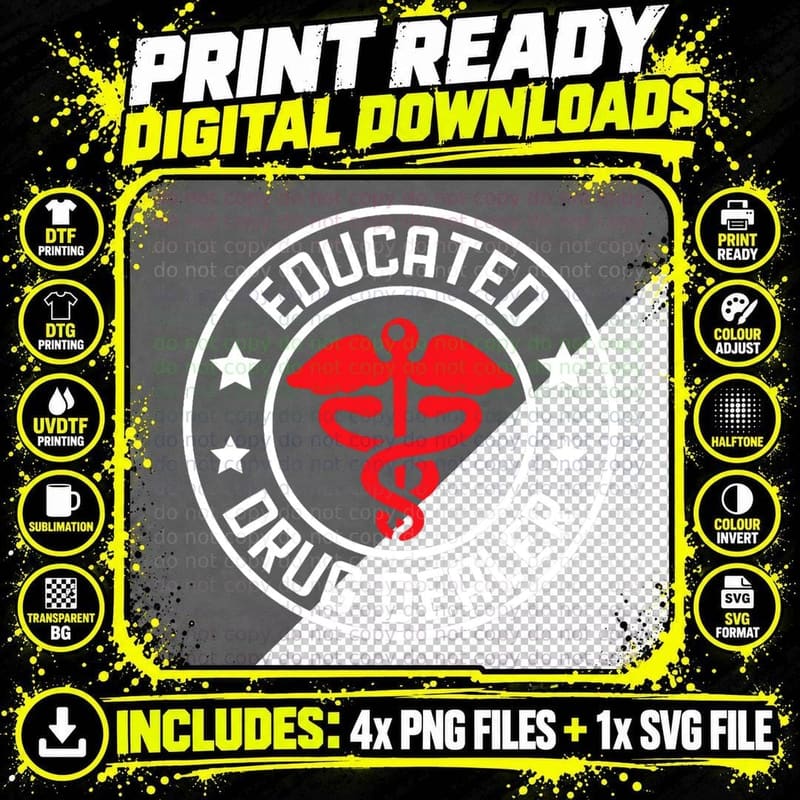 Educated Drug Dealer Funny Nurse Pharmacist Drug Humor Png SVG Digital Bundle