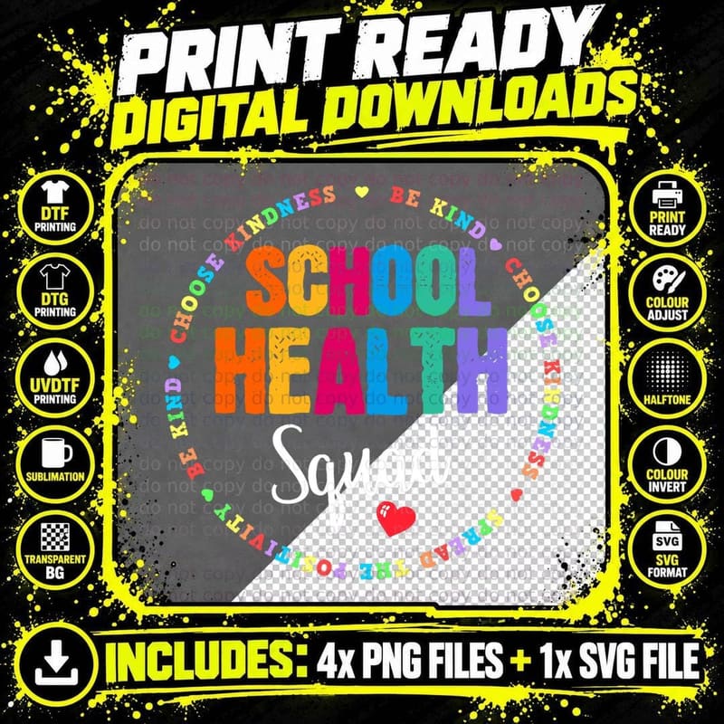 Elementary School Nurse Back to School Health Squad Png SVG Digital Bundle