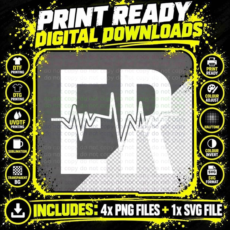 Emergency Department ER Nurse Front + Back Emergency Png SVG Digital Bundle
