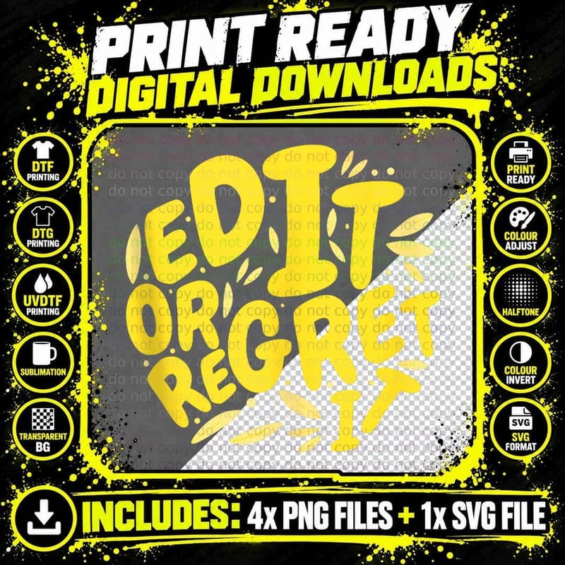 English Teacher Grammar Edit or Regret It Png SVG Digital Bundle