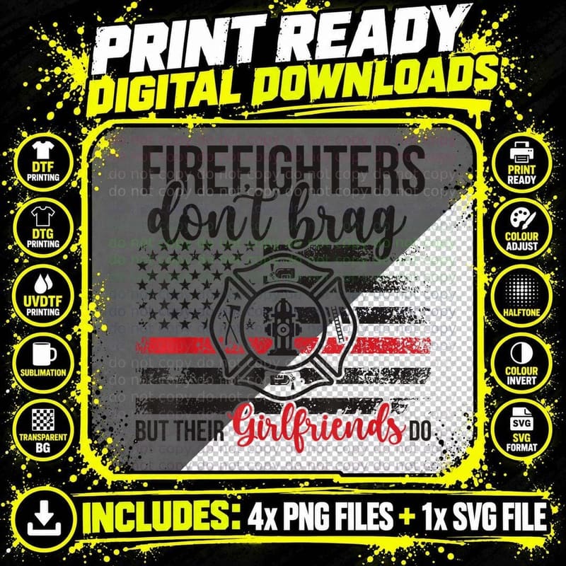 Firefighter Girlfriend Funny Fireman Girlfriend T-Shirt Png SVG Digital Bundle