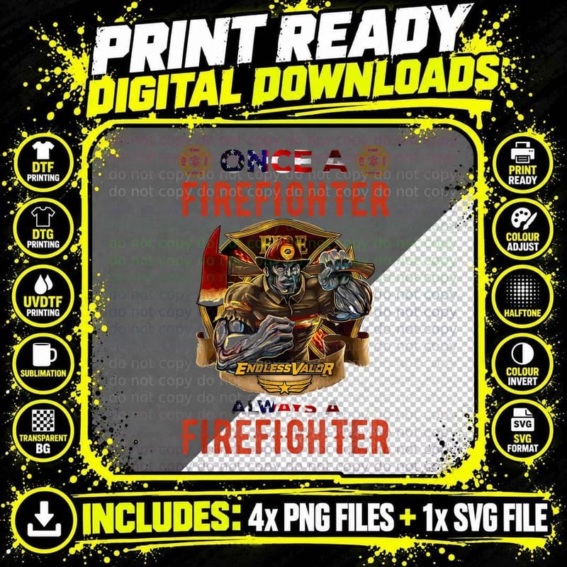 Firefighter Rescue Fireman Fire Department First Png SVG Digital Bundle
