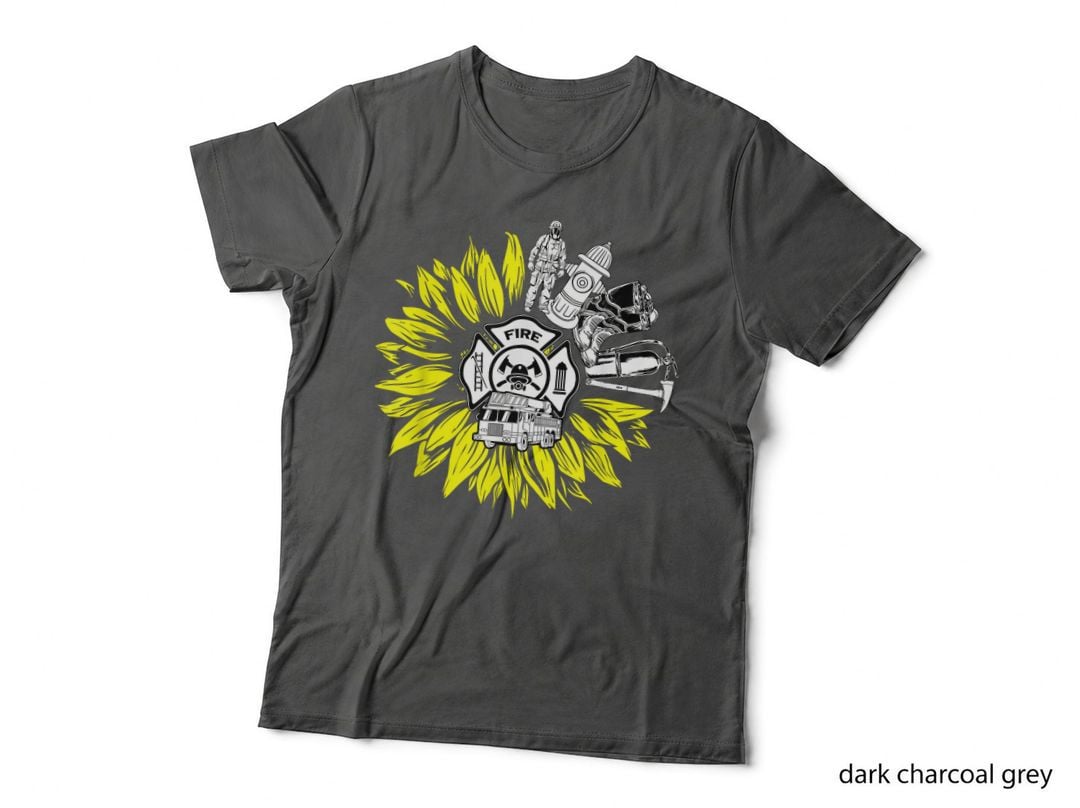 Firefighter Sunflower Fire Department Volunteer Fireman Gift T-Shirt