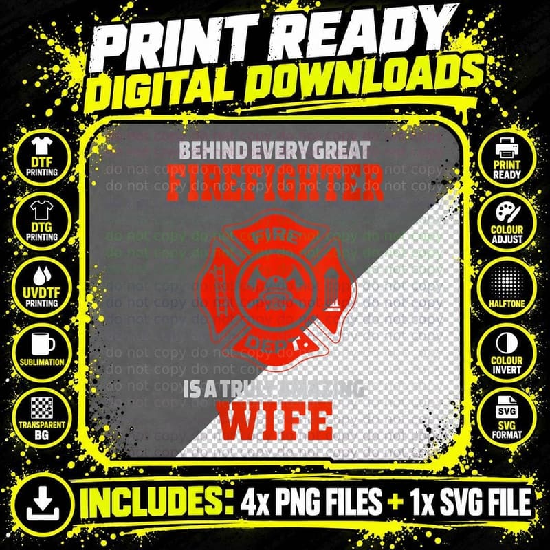 Firefighter Wife T-Shirt, First Responder Tee Png SVG Digital Bundle