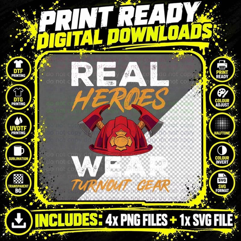Fireman Firefighter Fighting Fires with Passion and Png SVG Digital Bundle