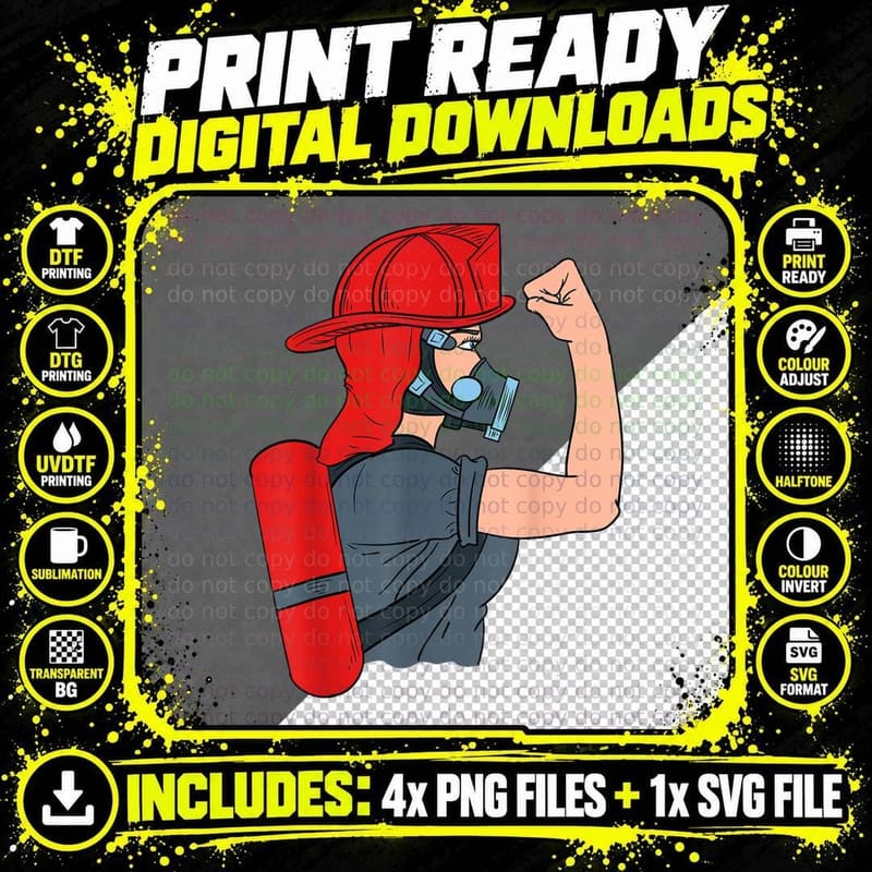 Firewoman Firefighter Women Firefighting Rescuer Png SVG Digital Bundle