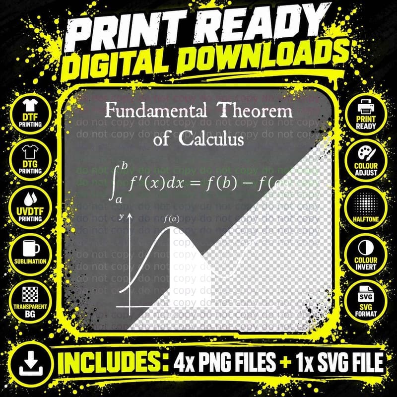 Fundamental Theorem of Calculus Math Teacher Nerdy Gift Png SVG Digital Bundle