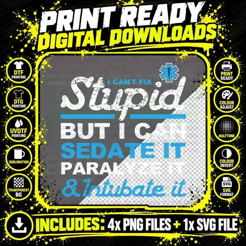 Funny EMS Design EMT Paramedic Nurse Firefighter Gift Png SVG Digital Bundle