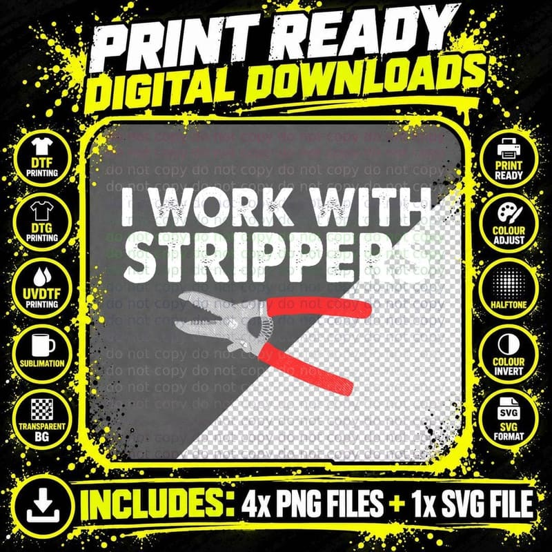 Funny Electrician Hoodie I Work with Strippers Funny Png SVG Digital Bundle
