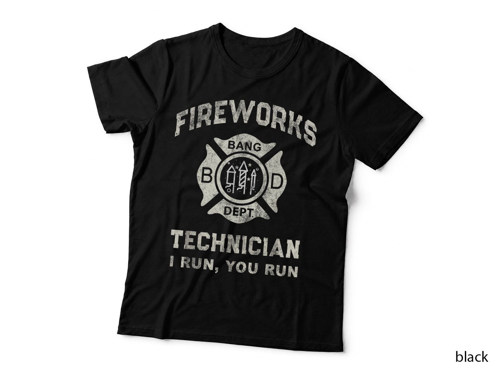 Funny Fireworks Technician Pyro Firefighter America Flag Red T-Shirt