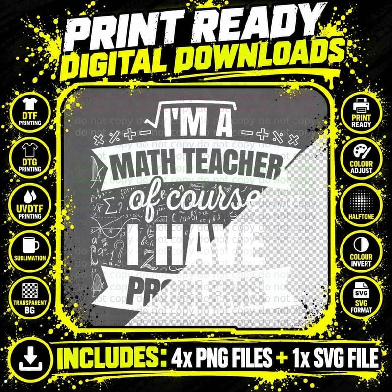 Funny Math Teacher Student Mathematics Professor Png SVG Digital Bundle