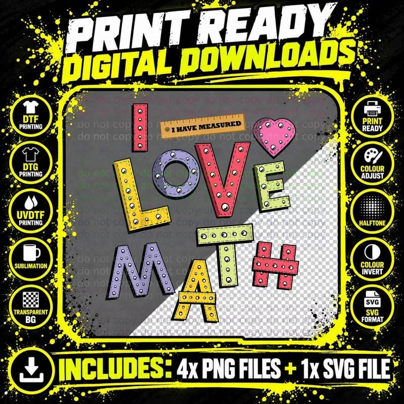 Funny Mathematician Gifts Teacher Kids Physicist I Love Png SVG Digital Bundle