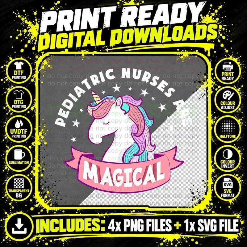 Funny Pediatric Nurses Are Magical Unicorn Pediatric Png SVG Digital Bundle