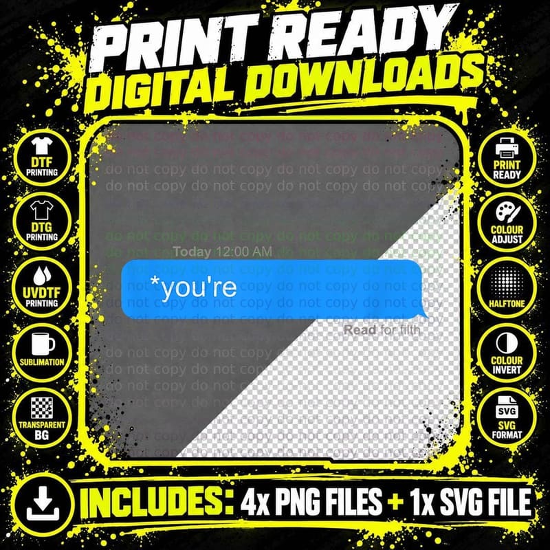 Funny Text Message Grammar Police Read for Filth Drag Png SVG Digital Bundle