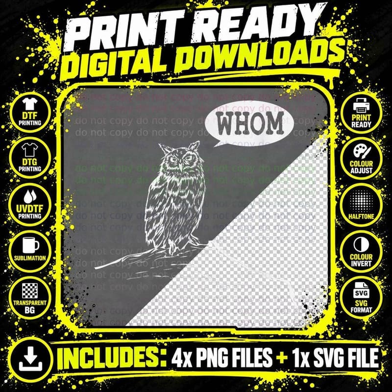 Funny Whom Owl Grammar English Teacher T-Shirt Png SVG Digital Bundle