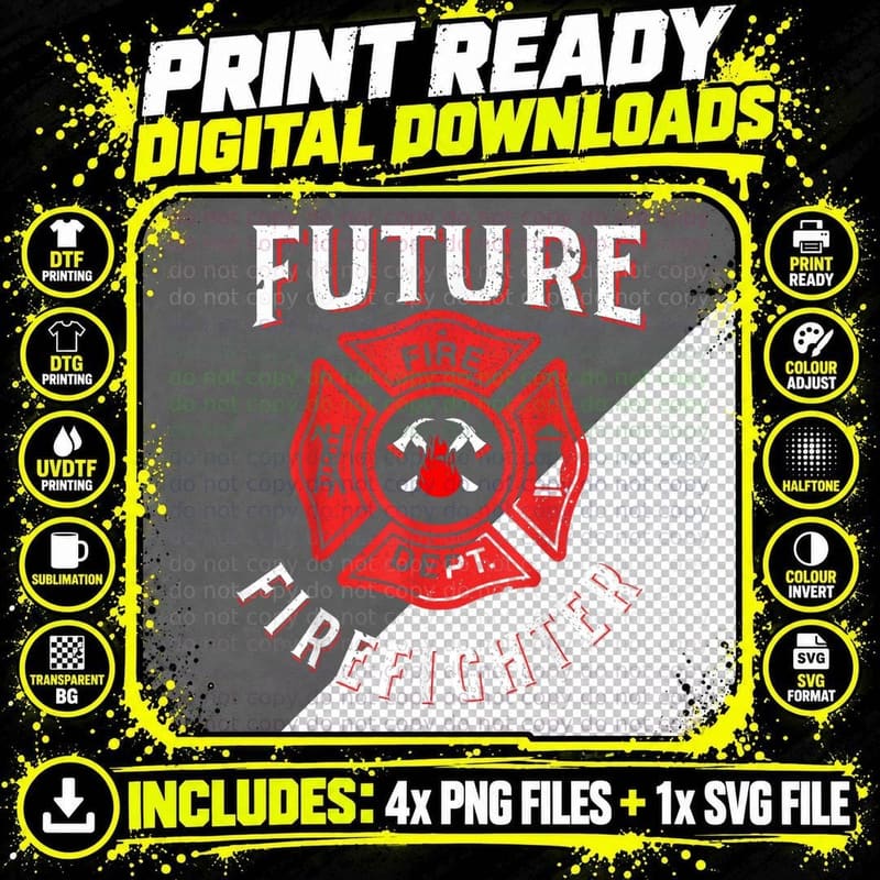 Future Firefighter - Firefighter in Training Kids Boys Png SVG Digital Bundle